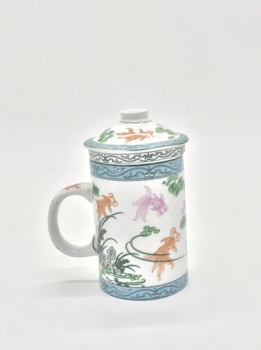 كوب شاي بسعة 330 ملل مكون من 3 قطع مزخرف