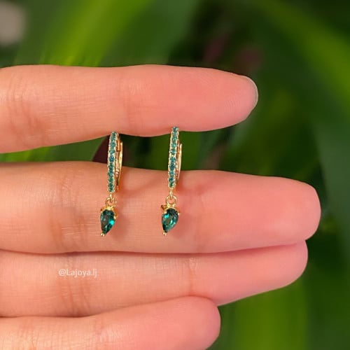 Gold kal "Green stone"- Hoop