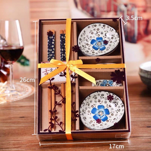 طقم اعواد صينية مصنوع بالخيزران الطبيعي اللون ازرق