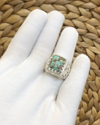 خاتم الفضة بحجر الفيروز الإيراني نشابوري أصلي قصة...