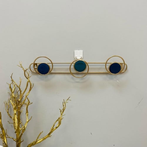 علاقة ملابس حديد ذهبي ملونة كحلي واخضر