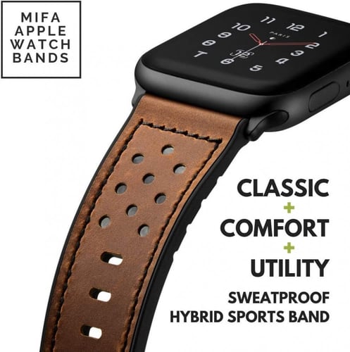 سير فاخر بني غامق من شركة Mifa متوافق ساعة أبل