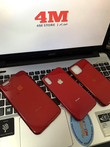 كفر ايفون عنابي شبيه الزجاج