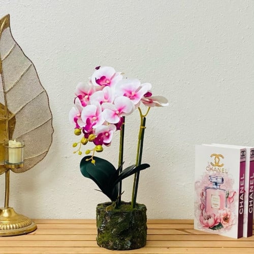 مركن ورد صناعي ابيض و زهري