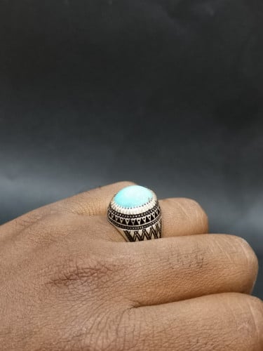 يخاتم الفضة بحجر فيروز نيشابوري ايراني بصياغة عباس...