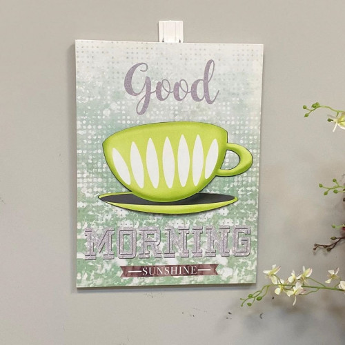 لوحة جدارية قماشية لفنجان بارز اخضر