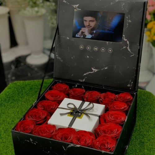 صندوق هدايا مع شاشة أسود رخامي