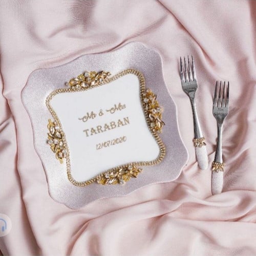 طقم عرسان مكون من 12 قطعة مرصع ب كريستال شوارفسكي