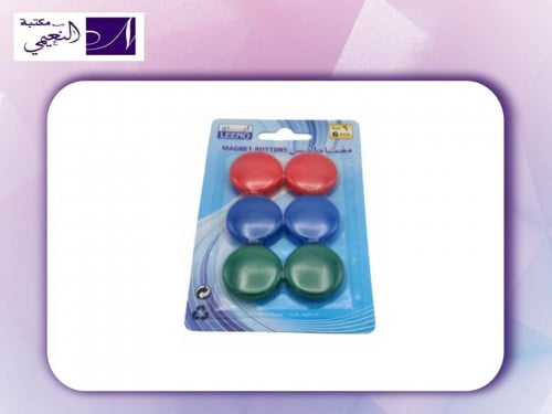 طقم مغناطيس للسبورة بشكل دائري من 6 قطع بثلاث ألوا...