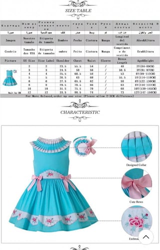 فستان بناتي أزرق بدون أكمام - طوق
