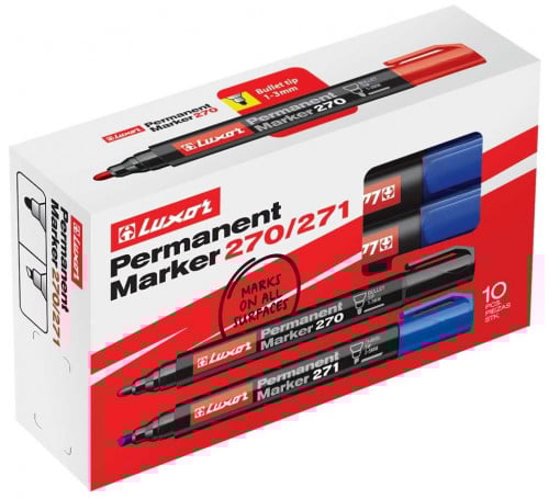 علبة اقلام تحديد , متوفرة بأربع الوان , 12 قلم