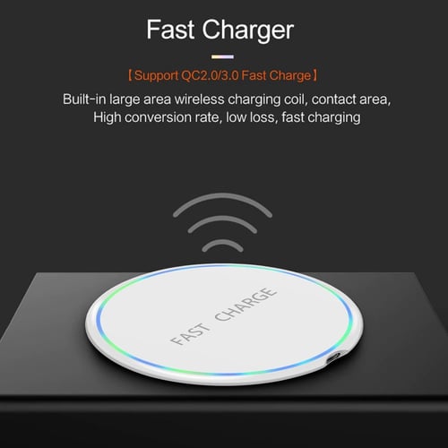 شاحن لاسلكي مفرد بقوة 10 واط يدعم الشحن السريع لله...