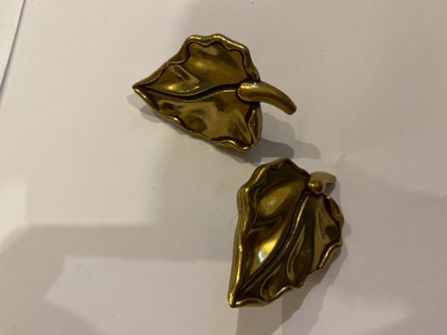 زوج مقابض ورق شجر ذهبي