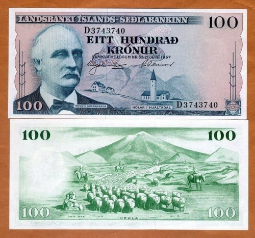 ايسلندا فئة 100 كرونة أنسر (إصدار قديم)
