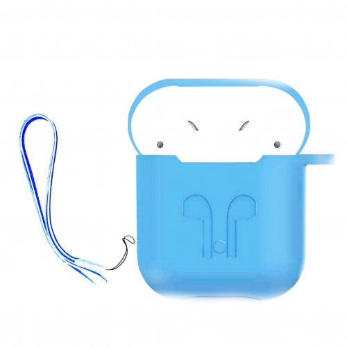 حافظة سماعة أبل الاسلكية AirPods سليكون مع الحبل ا...