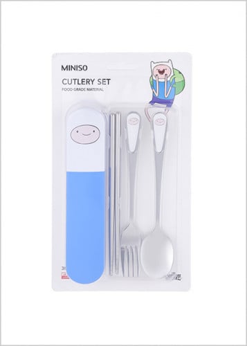 طقم مكون من ملعقة وشوكة و عيدان الأكل و علبة حافظة...