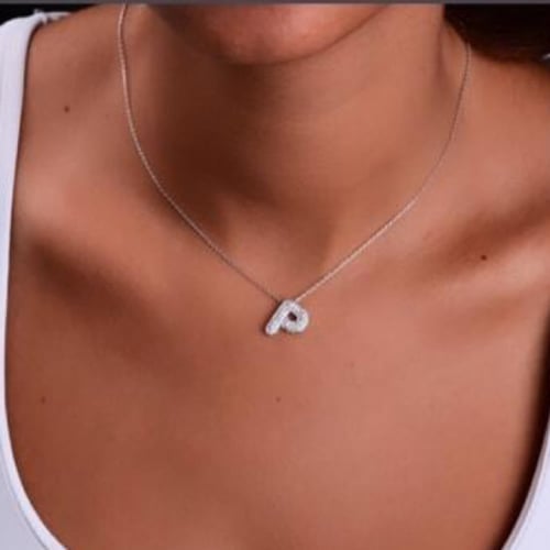 سلاسل الأحرف الأنجليزية الأنيقة باللون الفضي (N526...