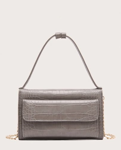 شنطة جلد تمساح / رمادي