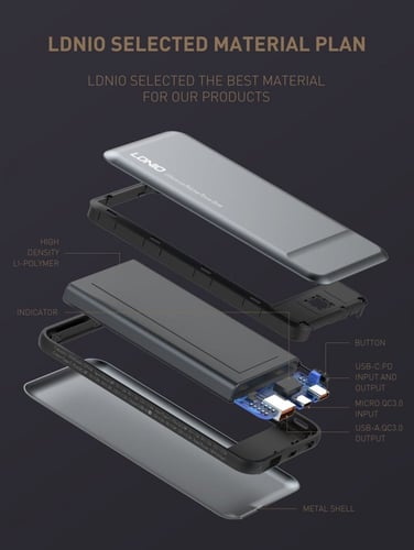 بنك طاقة 10000 ملي امبير شاحن سلكي بي دي سريع الشح...