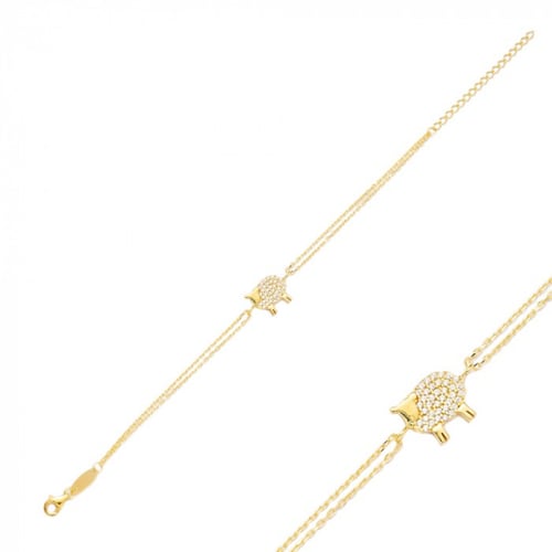 سوار ذهبي بتصميم الخروف المرصع بحبات الزيركون الأص...