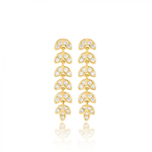 أقراط للمناسبات ذهبية على شكل ورق الشجر مرصع بالزي...