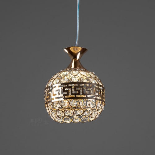 إنارة معلقة كريستال كرة بحزام ذهبي