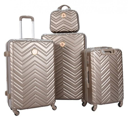 ستار لاين طقم شنط سفر فايبر بسحاب توسعة 5 قطع جولد