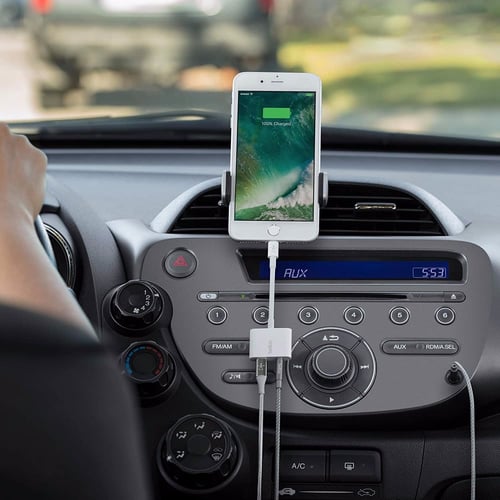 بيلكن - وصلة لايتنينق منفذ AUX – أبيض