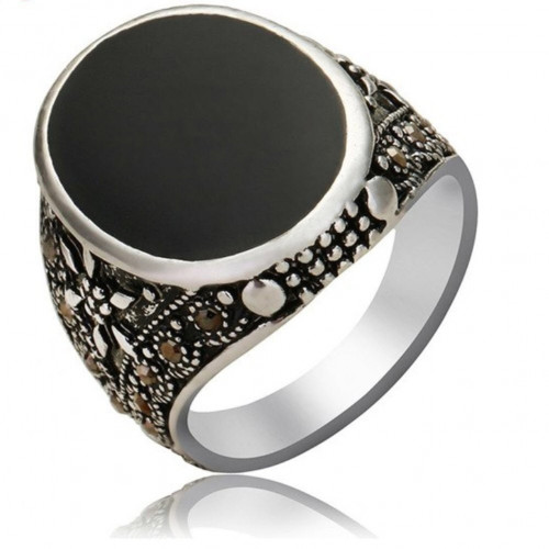 خاتم رجالي مطلي بالفضة مقاس 8