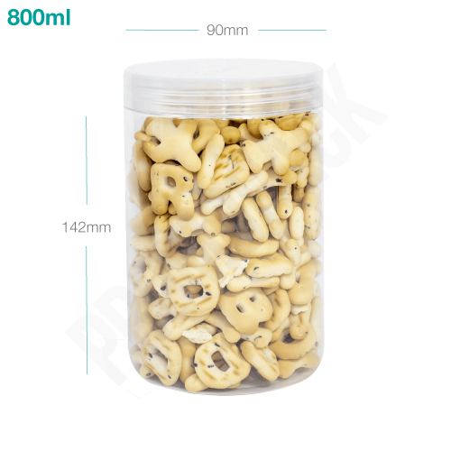 جار بلاستيك 800 ملم بغطاء شفاف بلاستيك