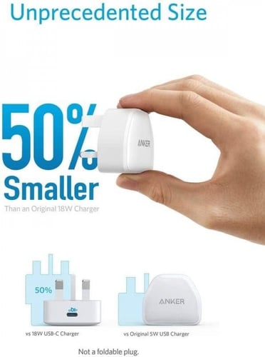 شاحن أنكر جداري نانو 20 واط مخرج بتقنية PIQ 3.0 أب...