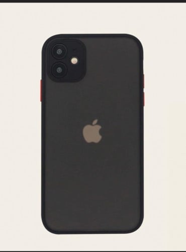 غلاف ايفون11 شفاف, بحواف بلون اسود وازار باللون ال...