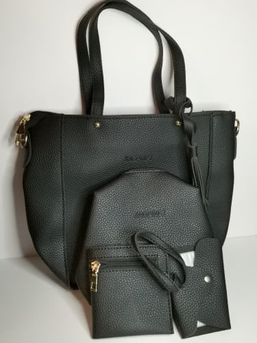 حقيبة نسائية سوداء 4قطع