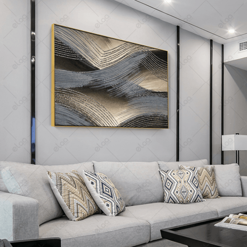 لوحة فن تجريدي بدرجات الرمادي والبيج