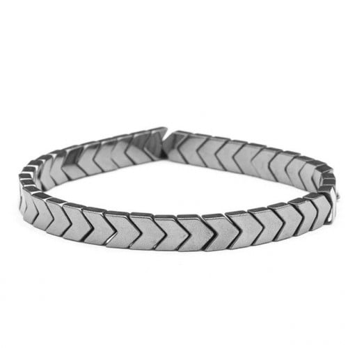 سوار رجالي بحجر طبيعي ذو ملمس معدني لون فضي