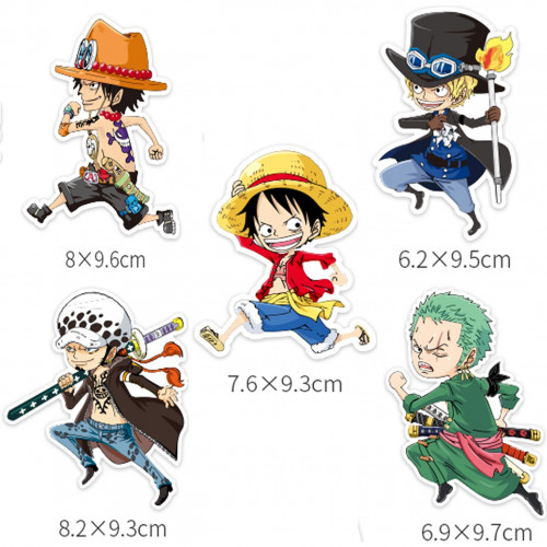 مجموعة 5 ملصقات ون بيس حجم 9x7 سم