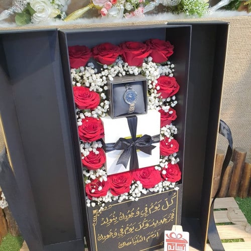 بوكس جناح فاخر بالورد و ربع باتشي و ساعة زايروس نس...