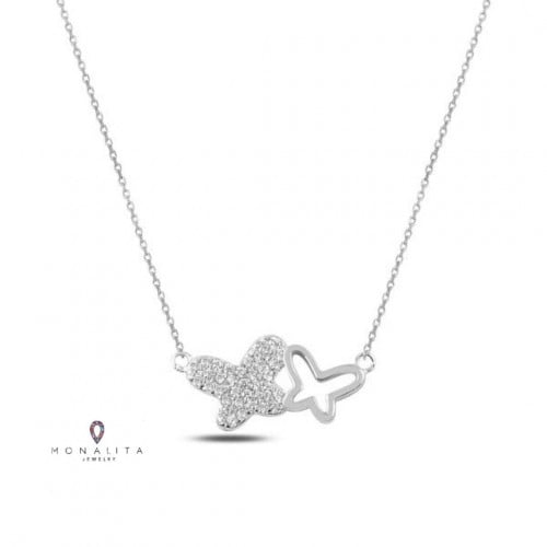 سلسلة فراشة أنيقة باللون الفضي (N625) .