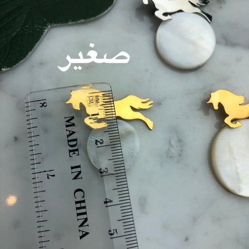 بروش صدف الحصان مطلي ذهب المقاس الصغير مع تعليقه ا...