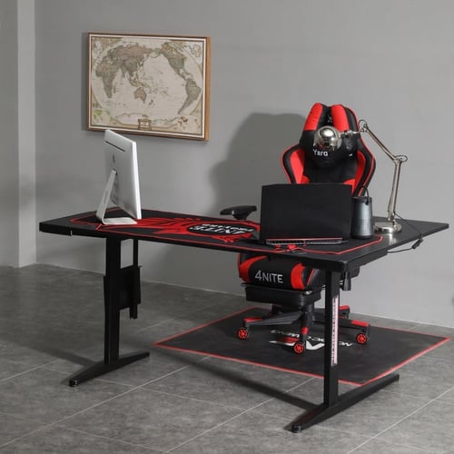 كرسي قيمنق مع طاولة قيمنق زاوية لون أحمر بأسود