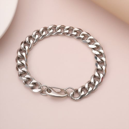 سوار للرجال والنساء شكل سلسلة لون فضي