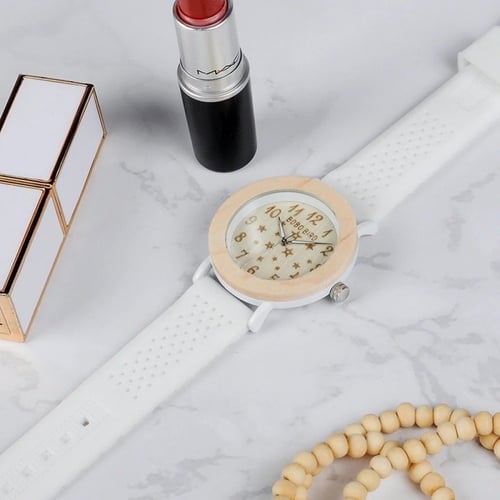 ساعة يد نسائية خشبية من بوبو بيرد سوار سيليكون لون...