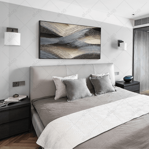 لوحة فن تجريدي بدرجات الرمادي والبيج