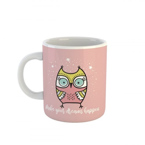 كوب بومة وردي