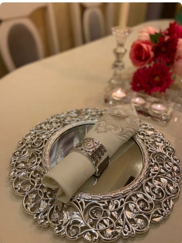 قاعده تحت الصحن بمرايا لون فضي