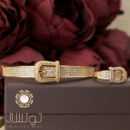 اسوارة وخاتم زركون مطلية