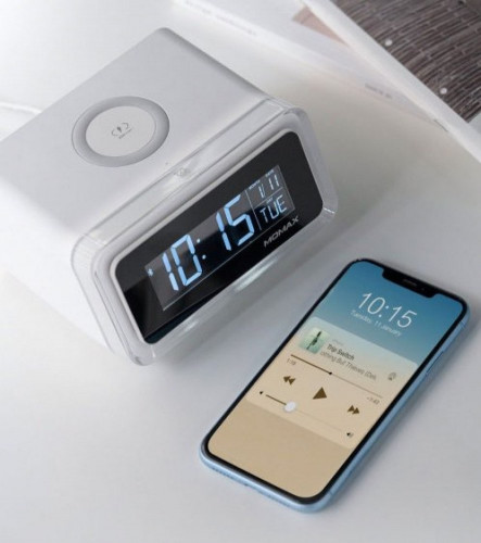 مكبر صوت موماكس 4 في 1 ساعة منبه رقمية باضاءة ملون...