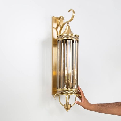 فانوس سور نحاسي راقي كبير باللون الذهبي