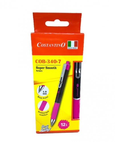 علبة اقلام جافة لون وردي 1.0mm