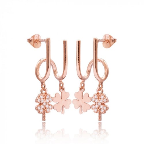 أقراط Nafees على شكل الزهور مرصعة بالزيركون ومطلية...